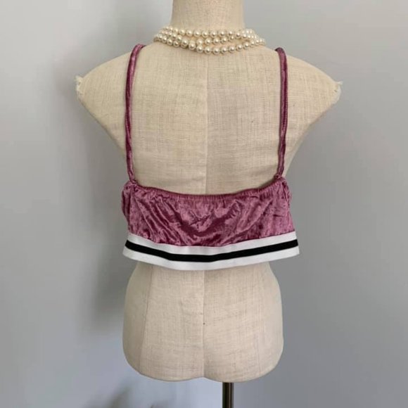 Dusty Rose Velvet Bra Top Shorts Set, Sz L/XL - Picture 7 of 7